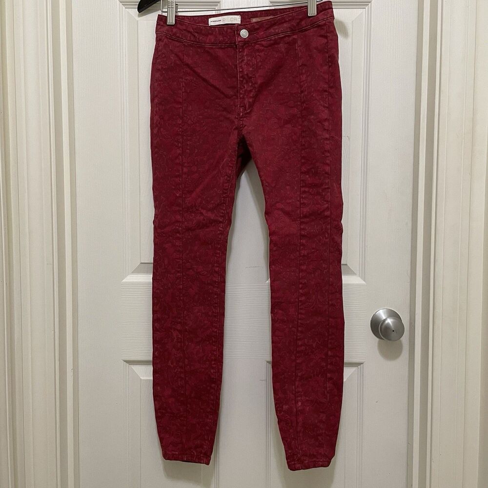Anthropologie Pilcro‎ High Rise Denim Legging Jeans Letterpress Red Womens Sz 27